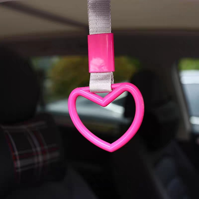 JDM Heart Tsurikawa Hang Ring Charm Subway Train Bus Handle Hand Strap Drift for Car Interior Pull Ring Subway