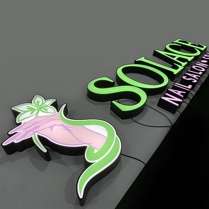 Custom 3D Frontlit Business Signage Pink Red LED Lighted Letter Sign Store Front Advertising Decoration Made Acrylic Companies