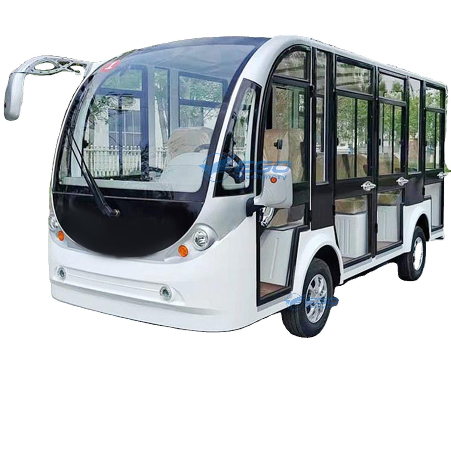 Tourist Vehicle Shuttle School Bus Electric Bus Travel Car Price Enclosed Sightseeing Bus with Glass Doors