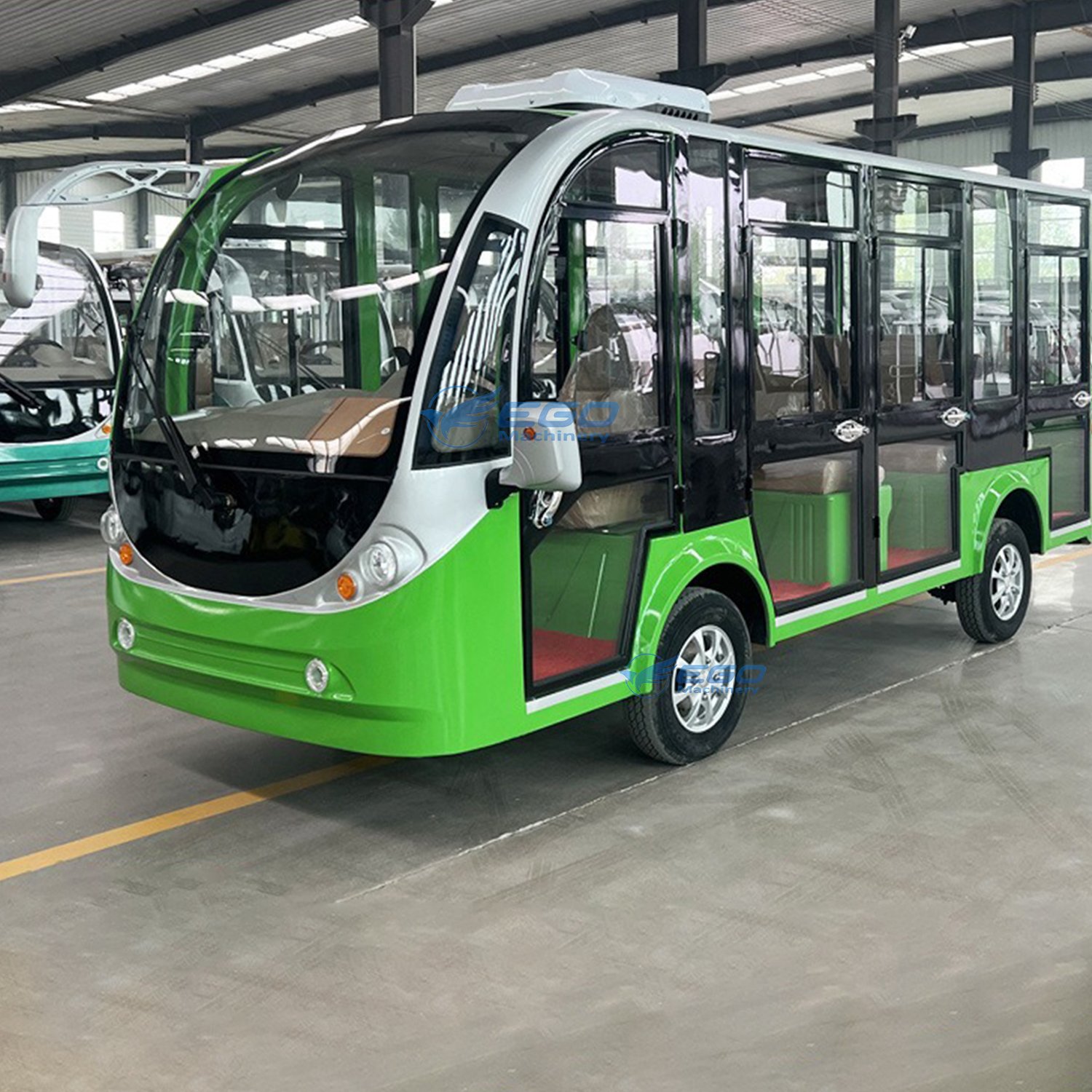 Tourist Vehicle Shuttle School Bus Electric Bus Travel Car Price Enclosed Sightseeing Bus with Glass Doors