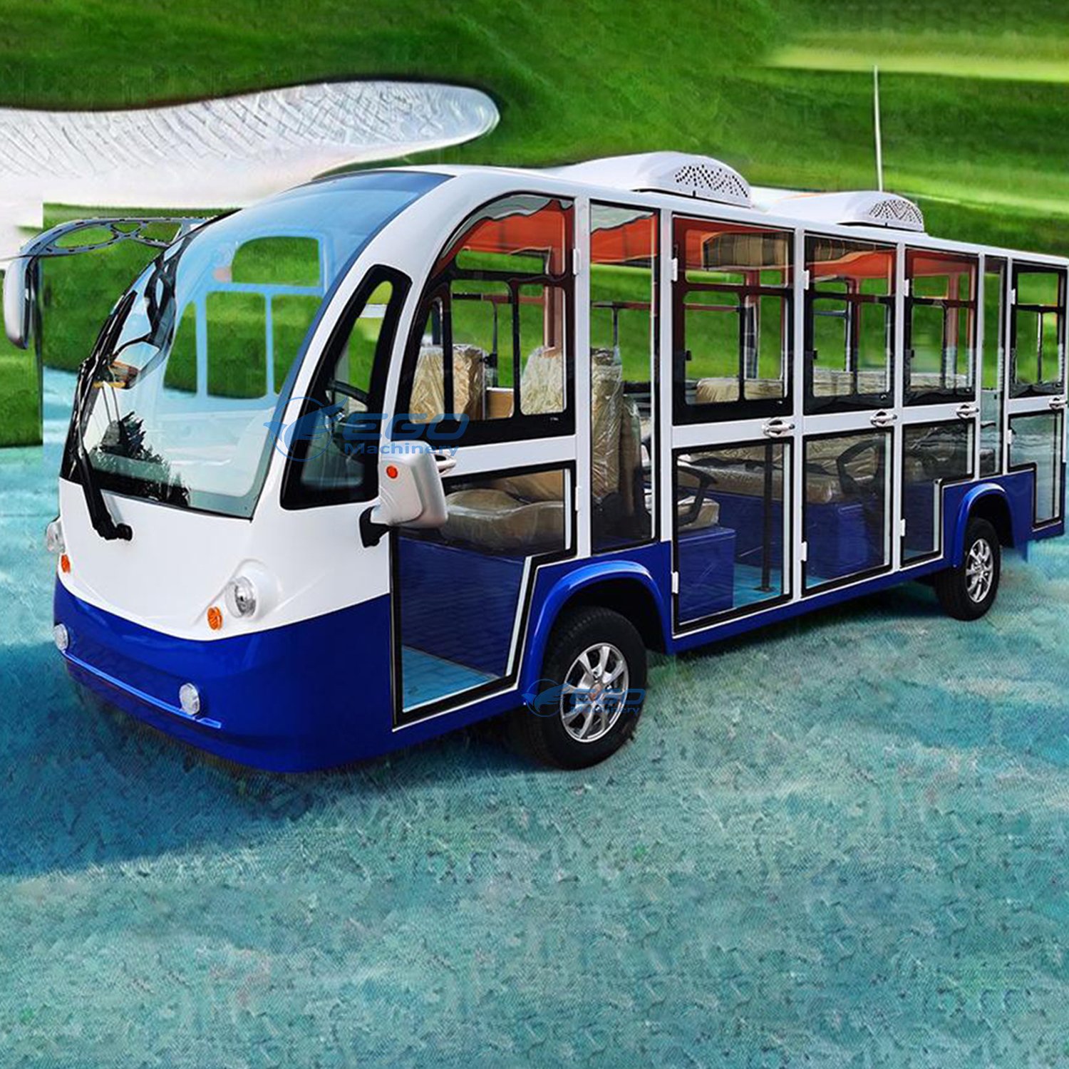 Tourist Vehicle Shuttle School Bus Electric Bus Travel Car Price Enclosed Sightseeing Bus with Glass Doors