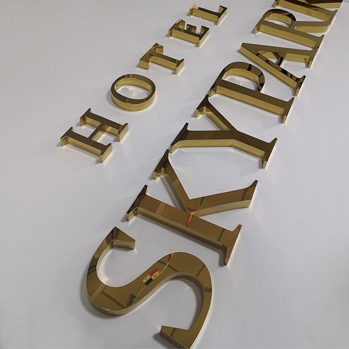 Custom Outdoor Low Price 3D Gold Color Metal Channel Letters Sign for Hotel