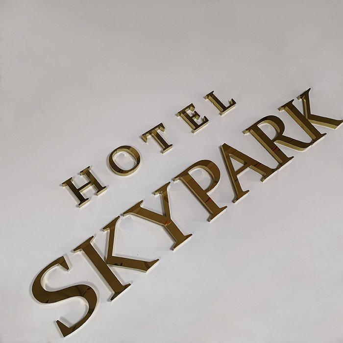 Custom Outdoor Low Price 3D Gold Color Metal Channel Letters Sign for Hotel