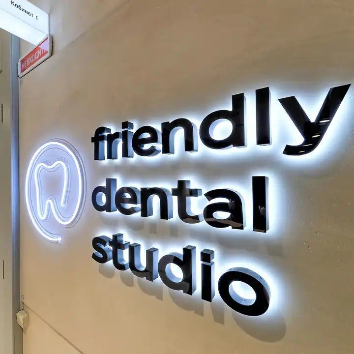 Custom Backlit LED Stainless Steel Signage 3D Illuminated Light Channel Letters Logo Sign for Shop and Company Name