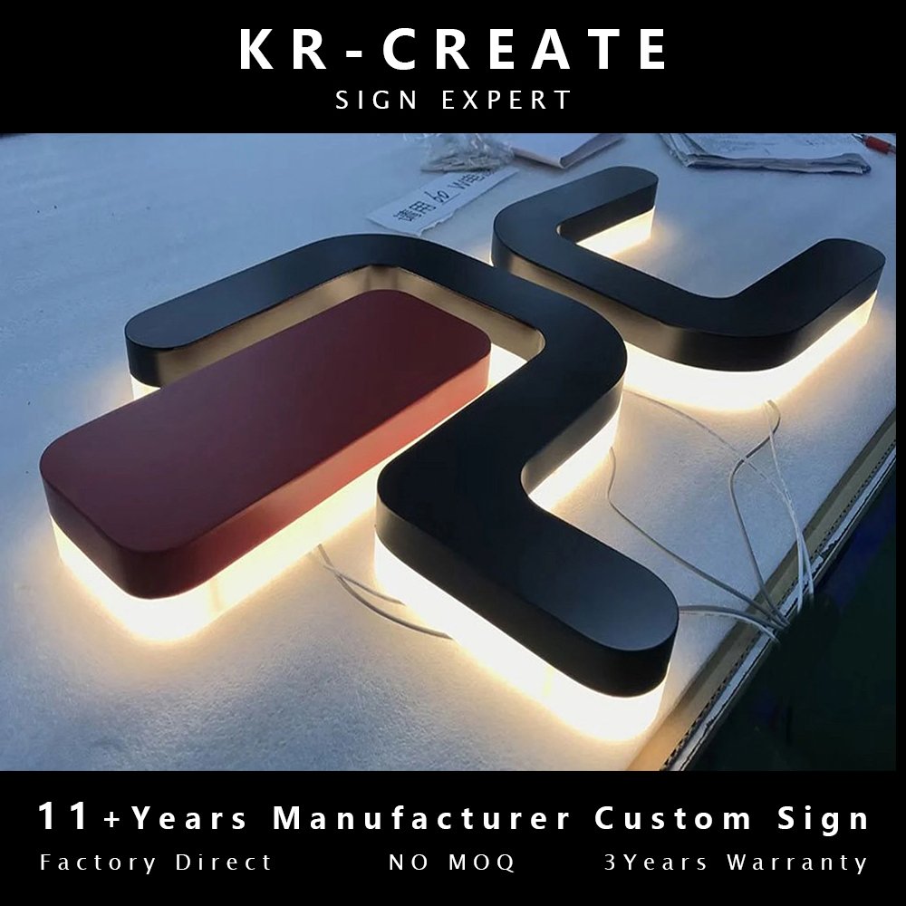 Custom Backlit LED Stainless Steel Signage 3D Illuminated Light Channel Letters Logo Sign for Shop and Company Name