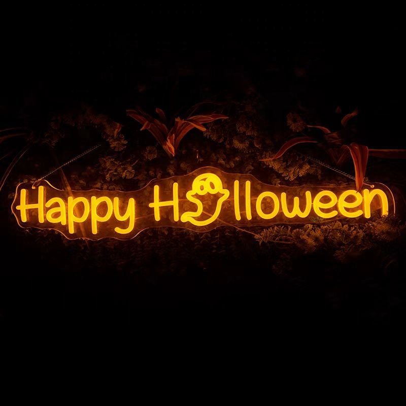 JAGUARSIGN Manufacturer Custom Happy Halloween Party Neon Sign Decorative Resin Cast Neon Sign Halloween