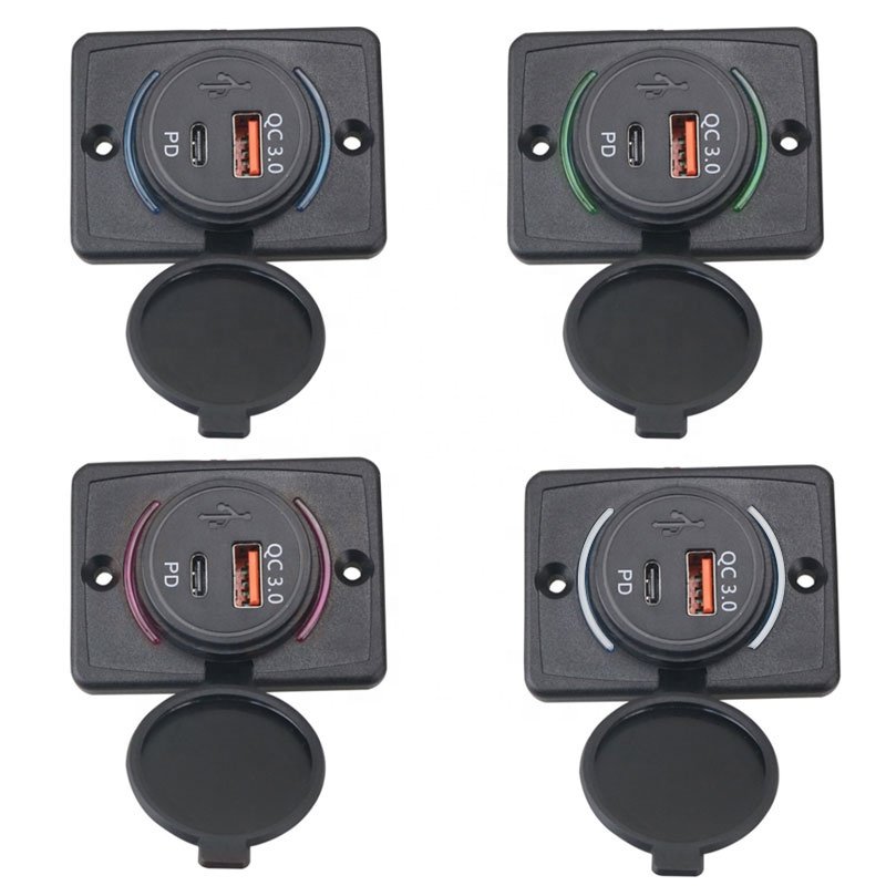 Panel Mount Massage Chair Marine Boat Car Bus Seat USB Charging Port Bus 18WPD+QC3.0 USB Charger