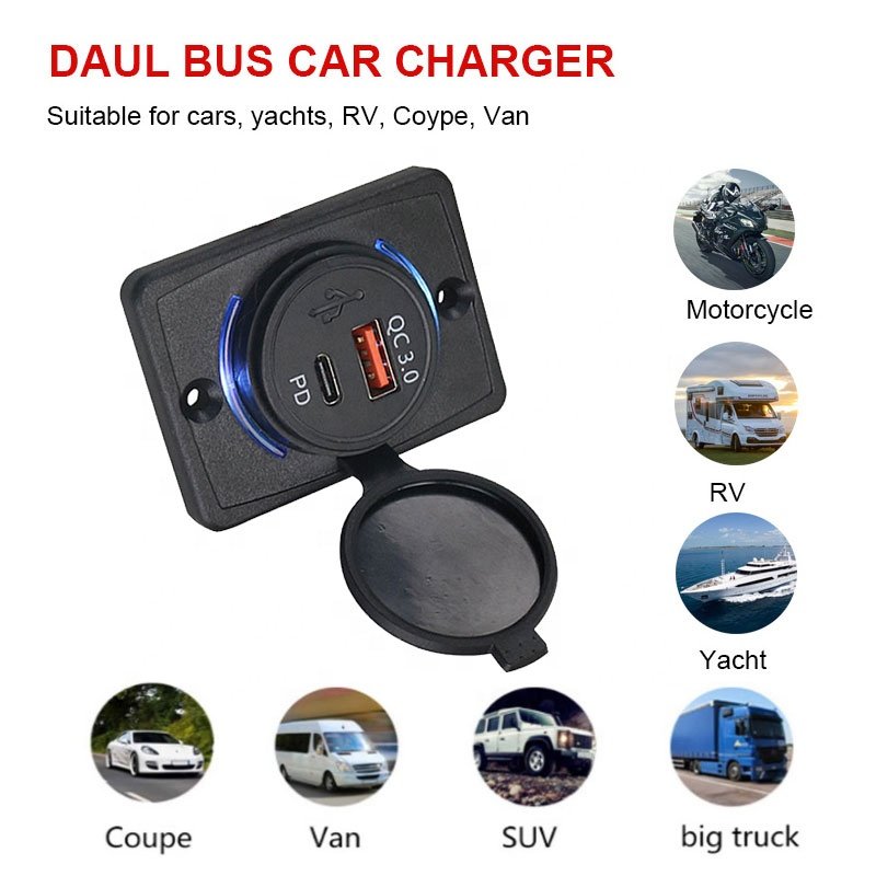 Panel Mount Massage Chair Marine Boat Car Bus Seat USB Charging Port Bus 18WPD+QC3.0 USB Charger