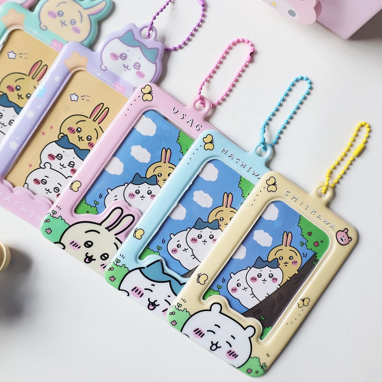New Trendy Personalized Anime Cartoon Credit Bus Card PVC PC Kpop Photo Card Holder Keychain