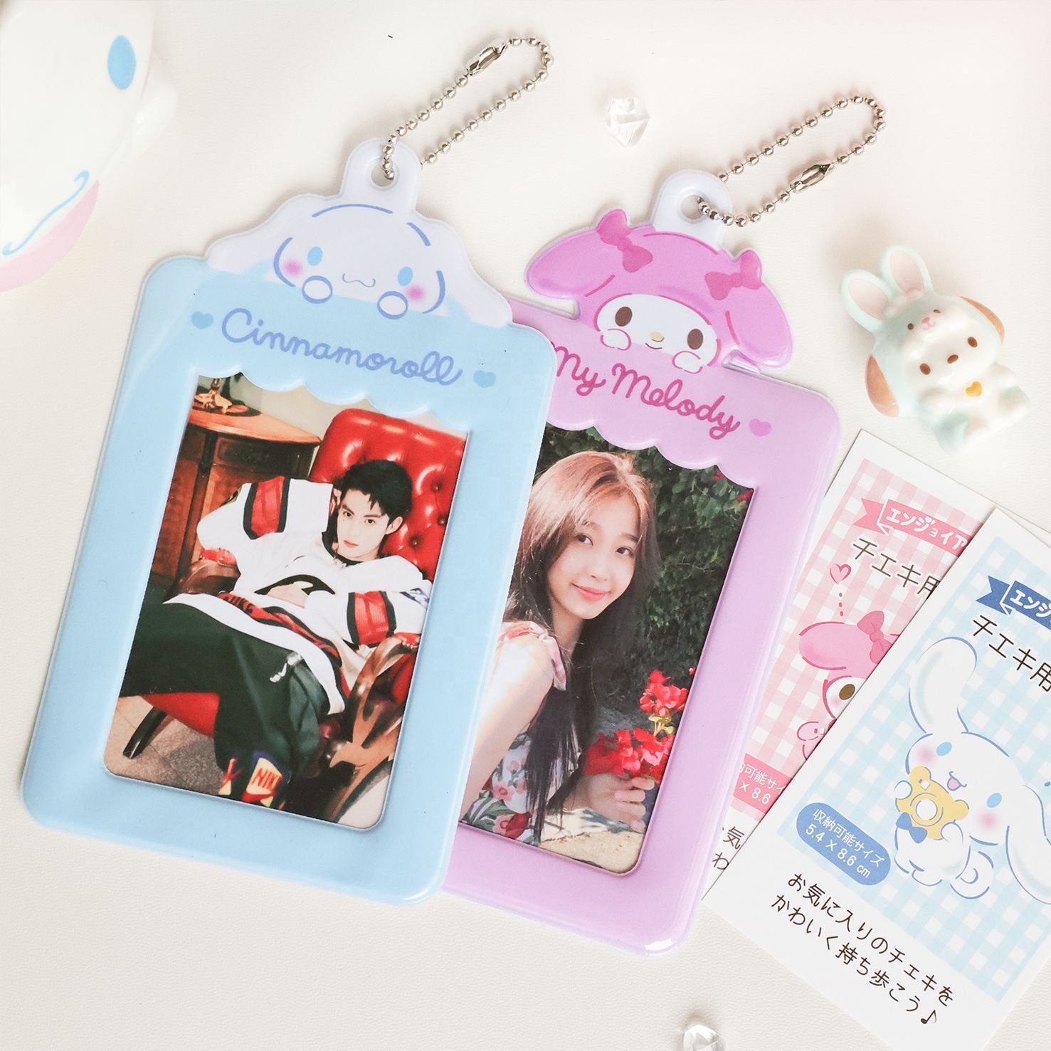 New Trendy Personalized Anime Cartoon Credit Bus Card PVC PC Kpop Photo Card Holder Keychain