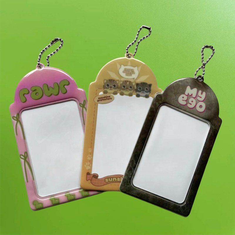 New Trendy Personalized Anime Cartoon Credit Bus Card PVC PC Kpop Photo Card Holder Keychain