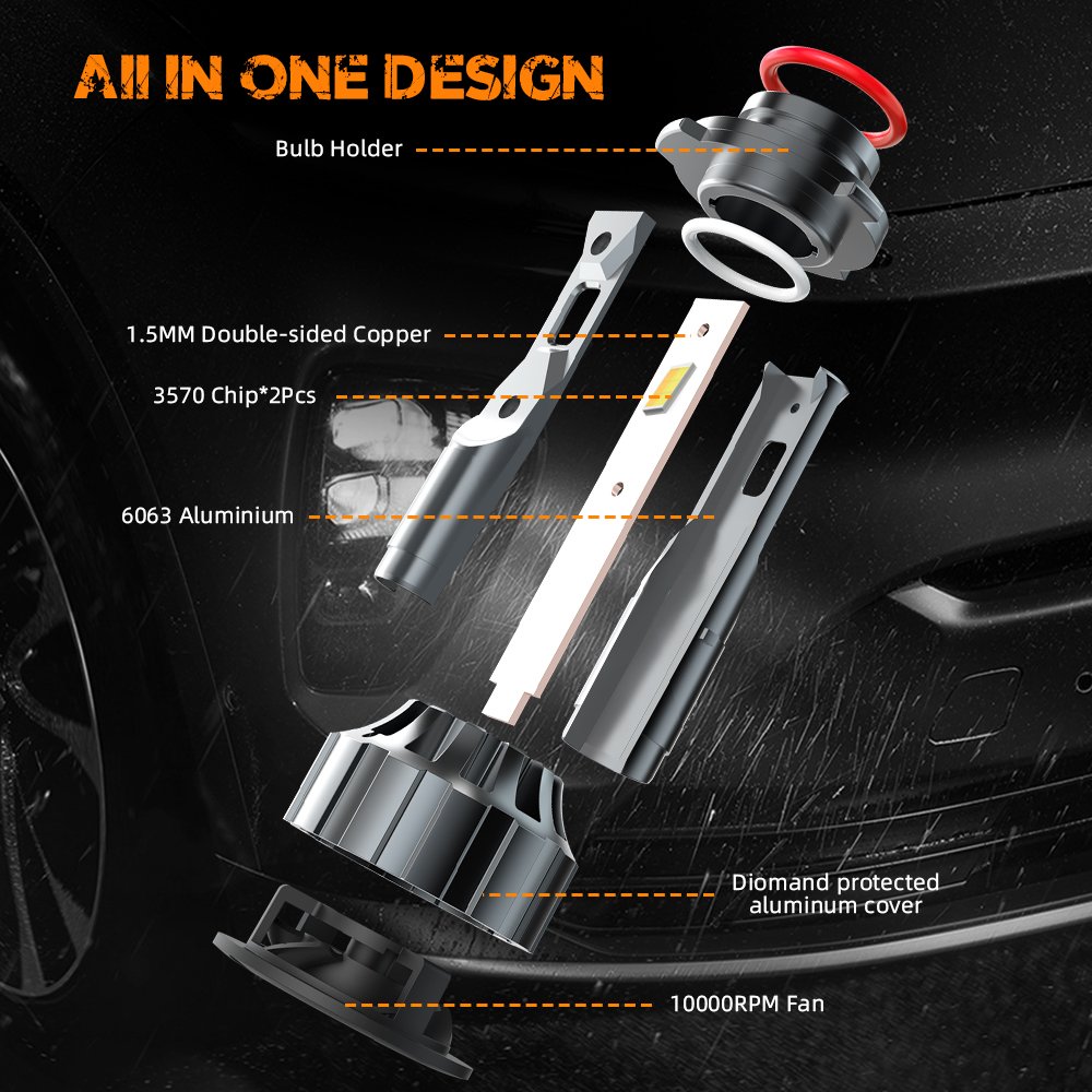 AKE V20S 3 Color and Flashing Led for Car High Powerful Driver Headlights for Car H4 H7 H11 9005 9006 Led Lights for Cars