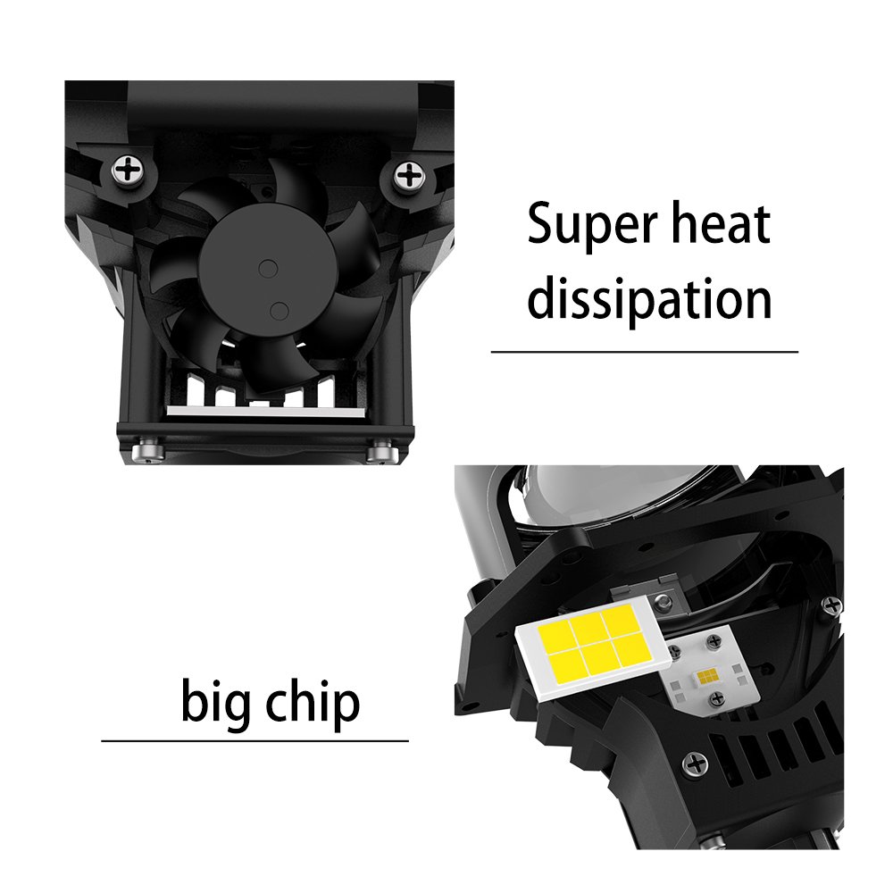 G90A 3570 Imported Chips Super Brightness 6500K 9-32v 110w 11000lumen High Low Beam 2.5 Inch Projector Bi Lens Headlight for Car