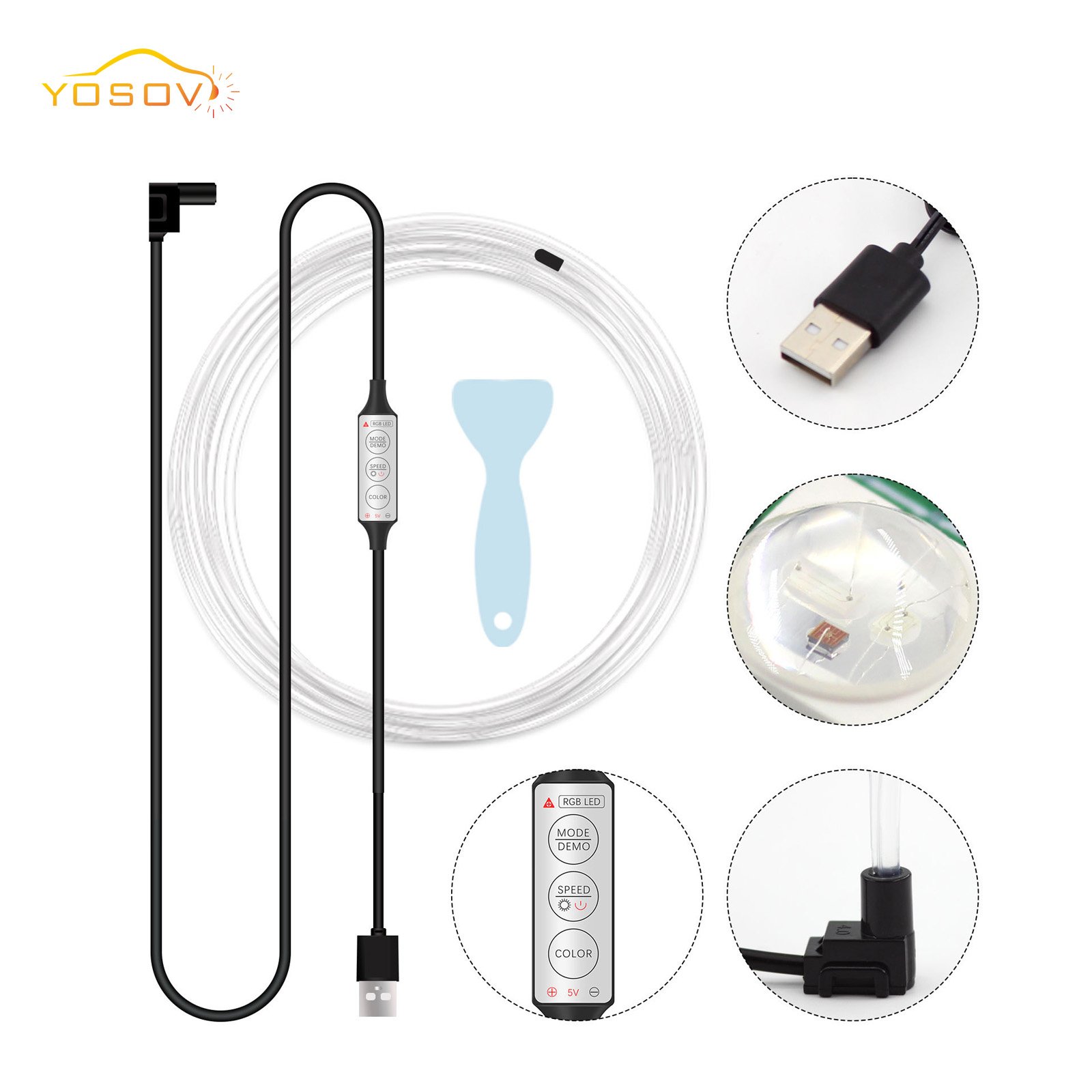 Yosovlamp New EL Edge Colorful Automotive Atmosphere LED Interior RGB Luminescent Line Door Seam Light Strip