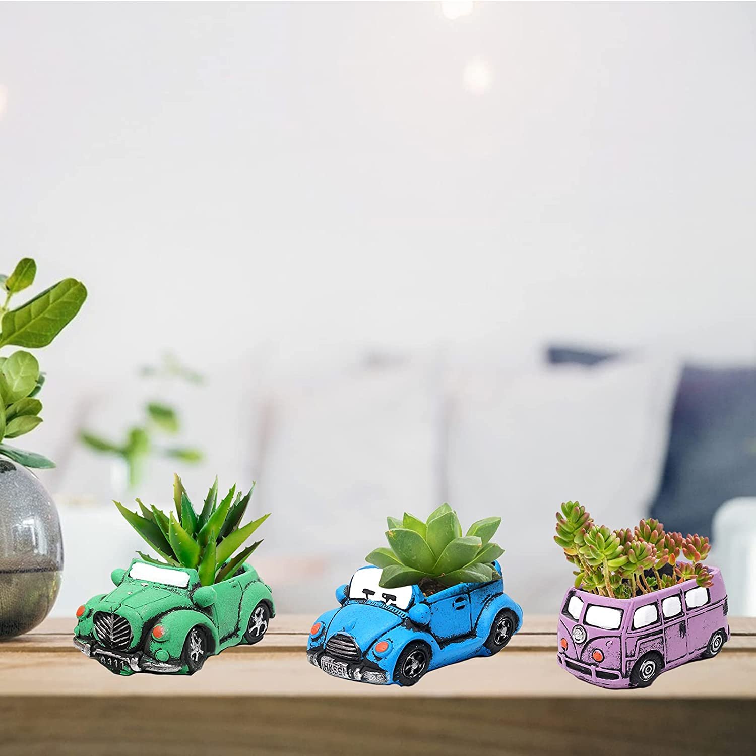 Hot Sale Cute Succulent Pots Retro Creative Hippie Car Decor Small Succulent Planter Pots for Garden Lawn Ornaments