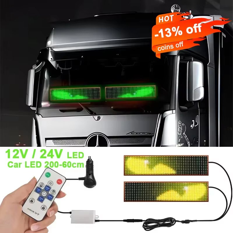 2-in-1 Car LED Devil's Eye Large 24V Flexible Windshield Lamps 12V Car Interior Atmosphere Light Accessories