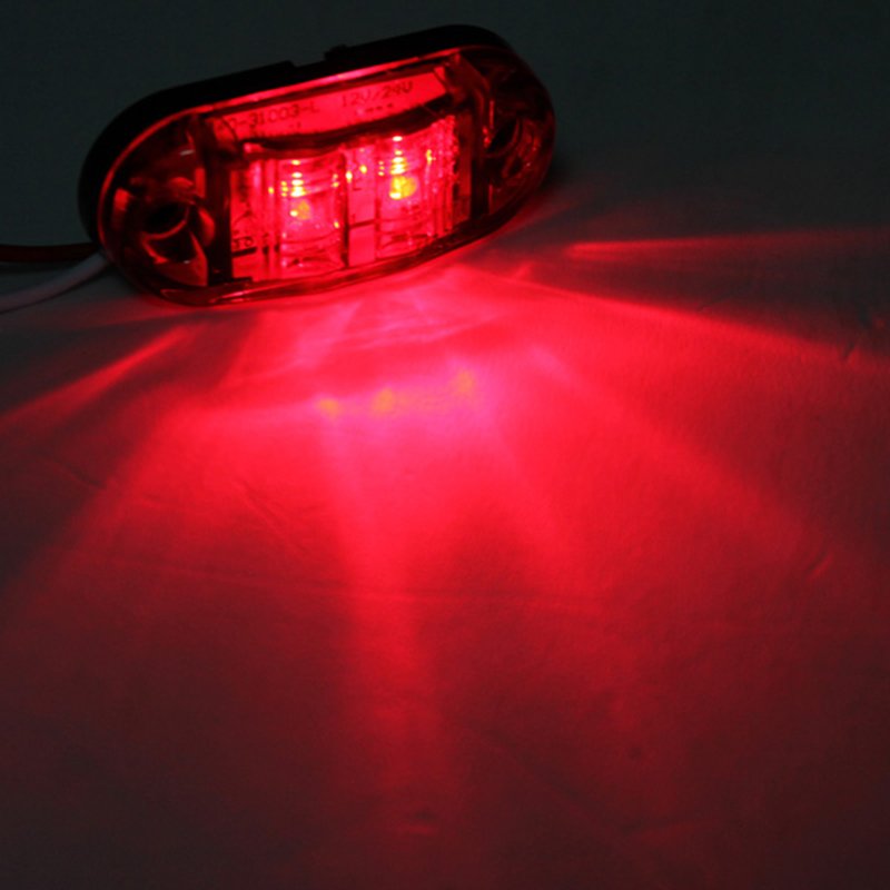 Hot sale 2.5 inch oval sealed side marker light red cantain chrome base 2 number LED clearance light for truck trailer lorry car
