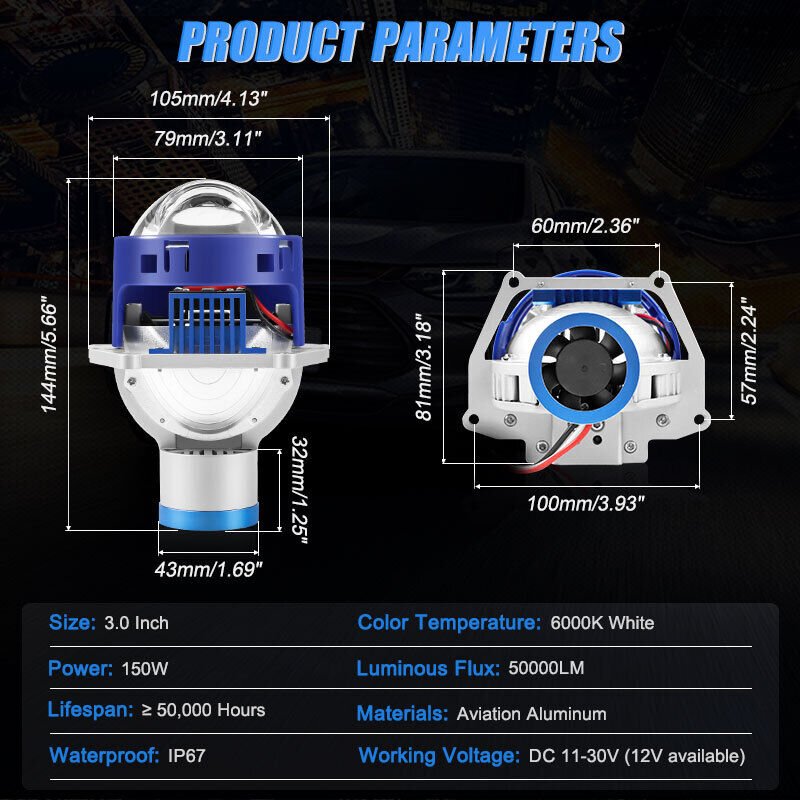 New Universal Laser Bi Led Projector Lens 120W 6000K White High Power Auto Lighting System 12000LM Super Bright Led Headlights