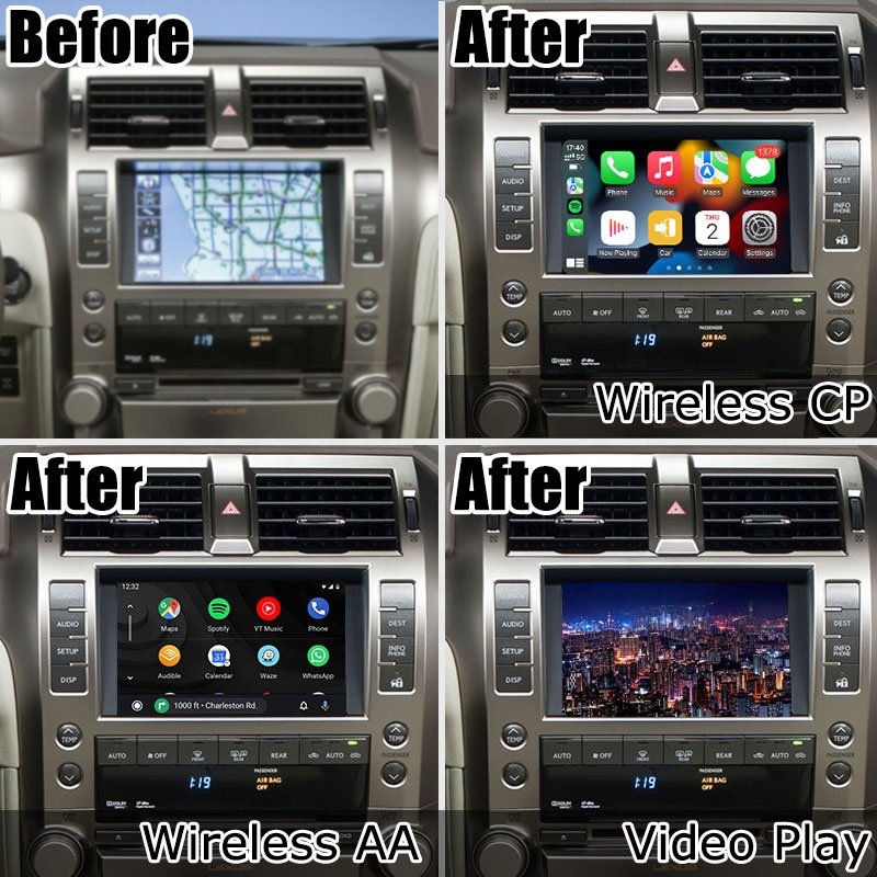 Lsailt Wireless Carplay Android Auto Interface Box for Lexus GX460 GX400 GX Support Mirror Link Wireless Auto