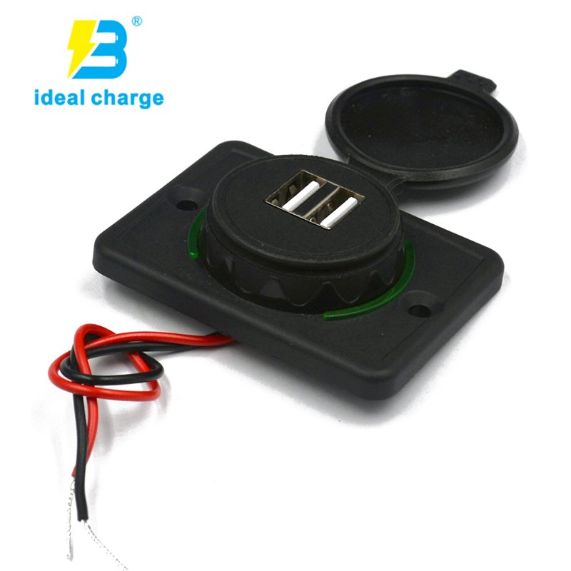 Built in Car /Boat/Bus Double Plug Socket 2 USB 3.1A Charger Panel Mount 12v USB Socket
