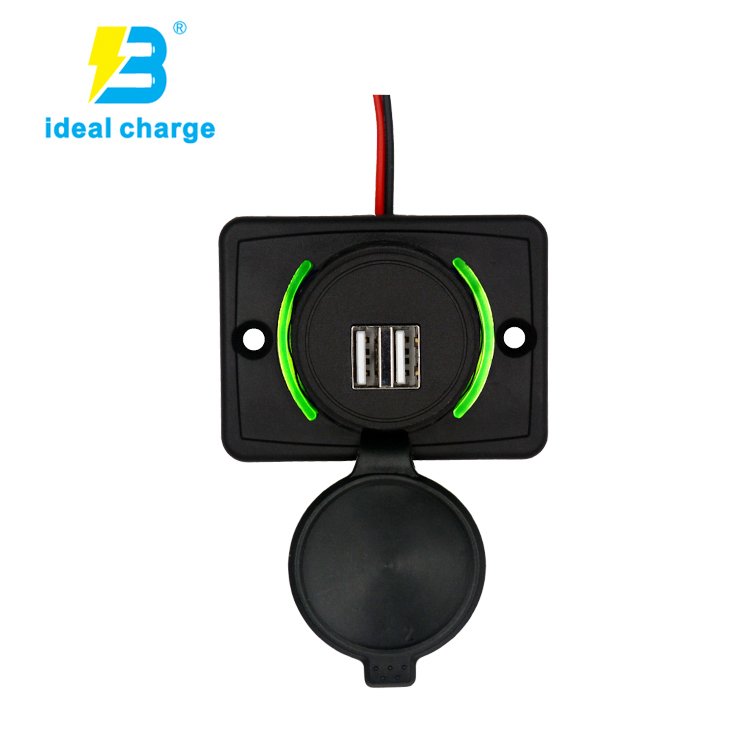 Built in Car /Boat/Bus Double Plug Socket 2 USB 3.1A Charger Panel Mount 12v USB Socket