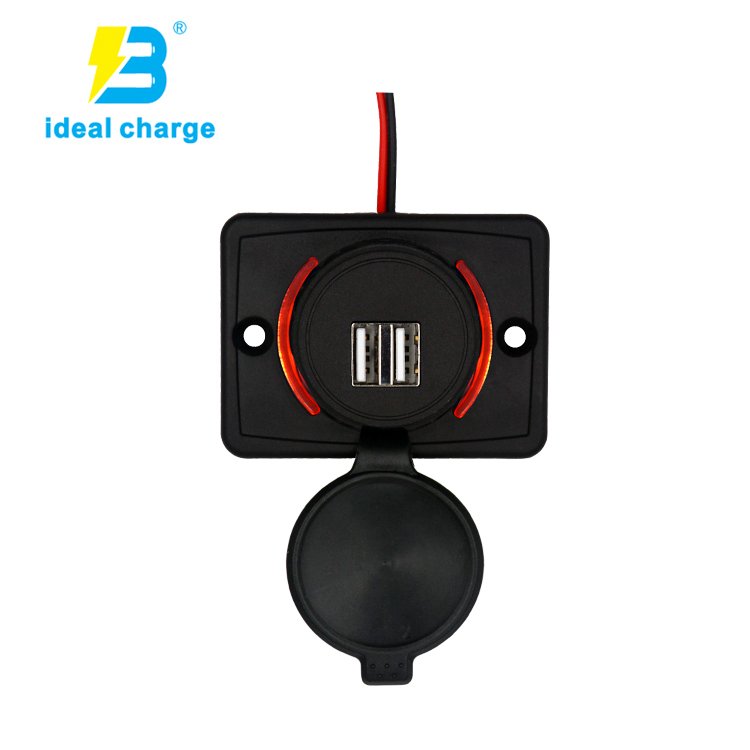 Built in Car /Boat/Bus Double Plug Socket 2 USB 3.1A Charger Panel Mount 12v USB Socket