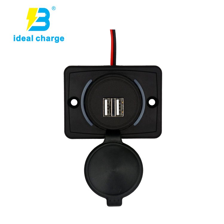 Built in Car /Boat/Bus Double Plug Socket 2 USB 3.1A Charger Panel Mount 12v USB Socket