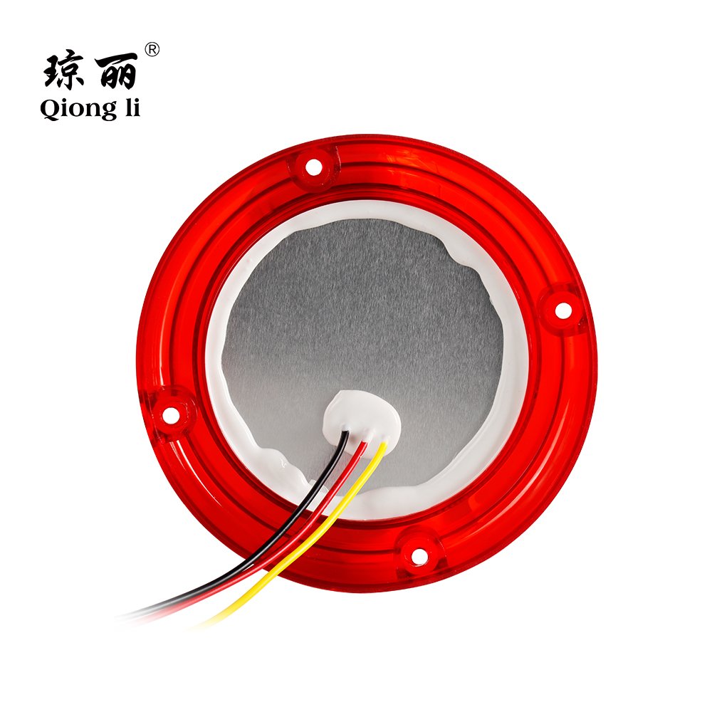 12V/24V 10pcs LEDs 3 Holes Surface 4" Round Red Amber Color LED Tail Light for Truck Trailer School Buses