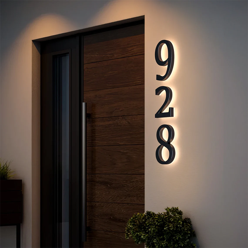 Modern House Numbers,Illuminated Address Numbers, New Home Address Sign, LED Home Address Sign, Lighted House Number Sign