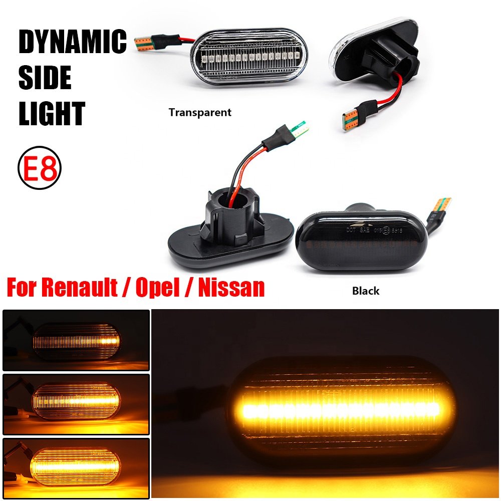 New LED Dynamic Side Marker Signal Lights for Renault Megane 1 Clio1 2 Kangoo Nissan OPEL Sequential Blinker Indicators Lamps