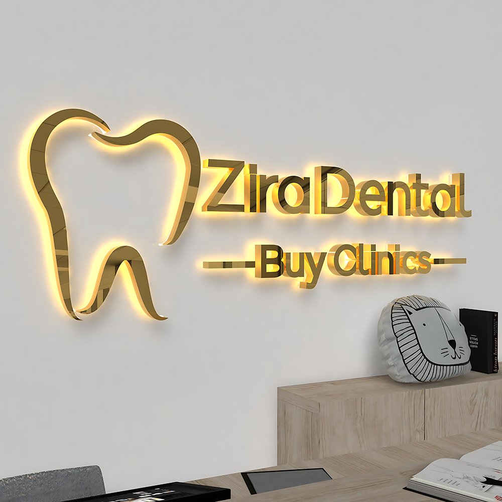 Custom Metal Cutting Titanium Mirror Signage Backlit Letters LED Business Signs for Jewelry Chain Stores