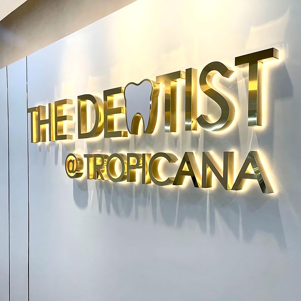 Custom Metal Cutting Titanium Mirror Signage Backlit Letters LED Business Signs for Jewelry Chain Stores