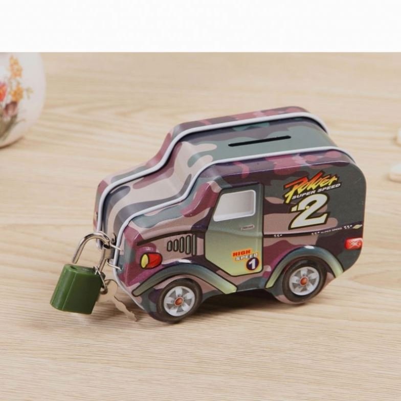 Wholesale Bank Car Tin Custom Kid's Saving Box Small Storage Tin Gift Coin Purse Metal Money Box With Lock