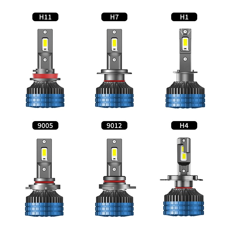 OEM Factory 2023 New Model T90 Blue High Speed Fans Double Copper Pipes 200w 20000lm 3570chips H7 H11 9005 9006 Headlight Led H4