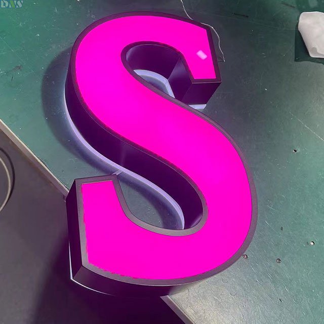 Backlit Letter Sign Letter Yard Signs Stainless Steel Front pink Light and Back White Light Letters Food Drink Shop Signage