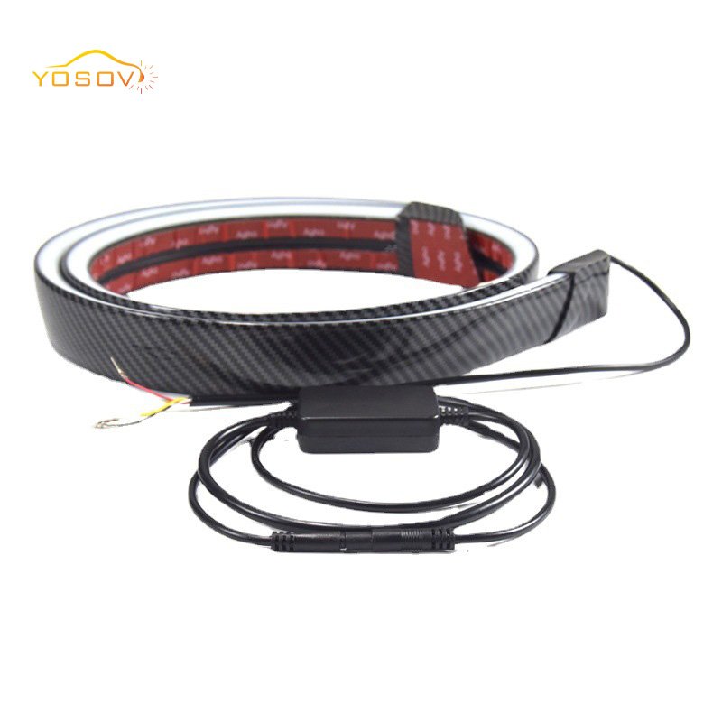 Yosovlamp Carbon Fiber Tail Wing Light Strip for Car Modification High Brightness LED Flow Light High Mounted Brake Light Strip