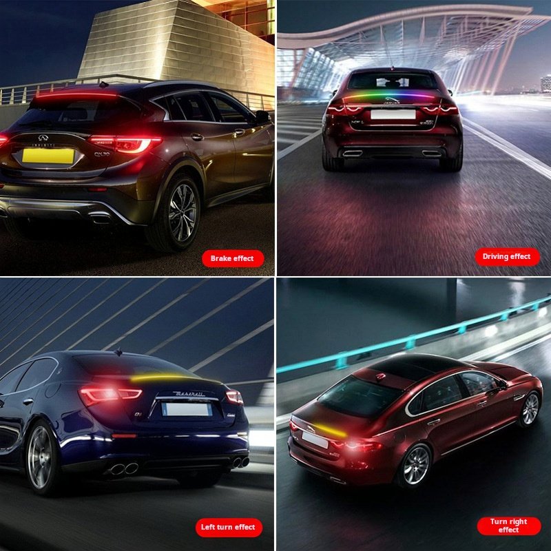 Yosovlamp Carbon Fiber Tail Wing Light Strip for Car Modification High Brightness LED Flow Light High Mounted Brake Light Strip