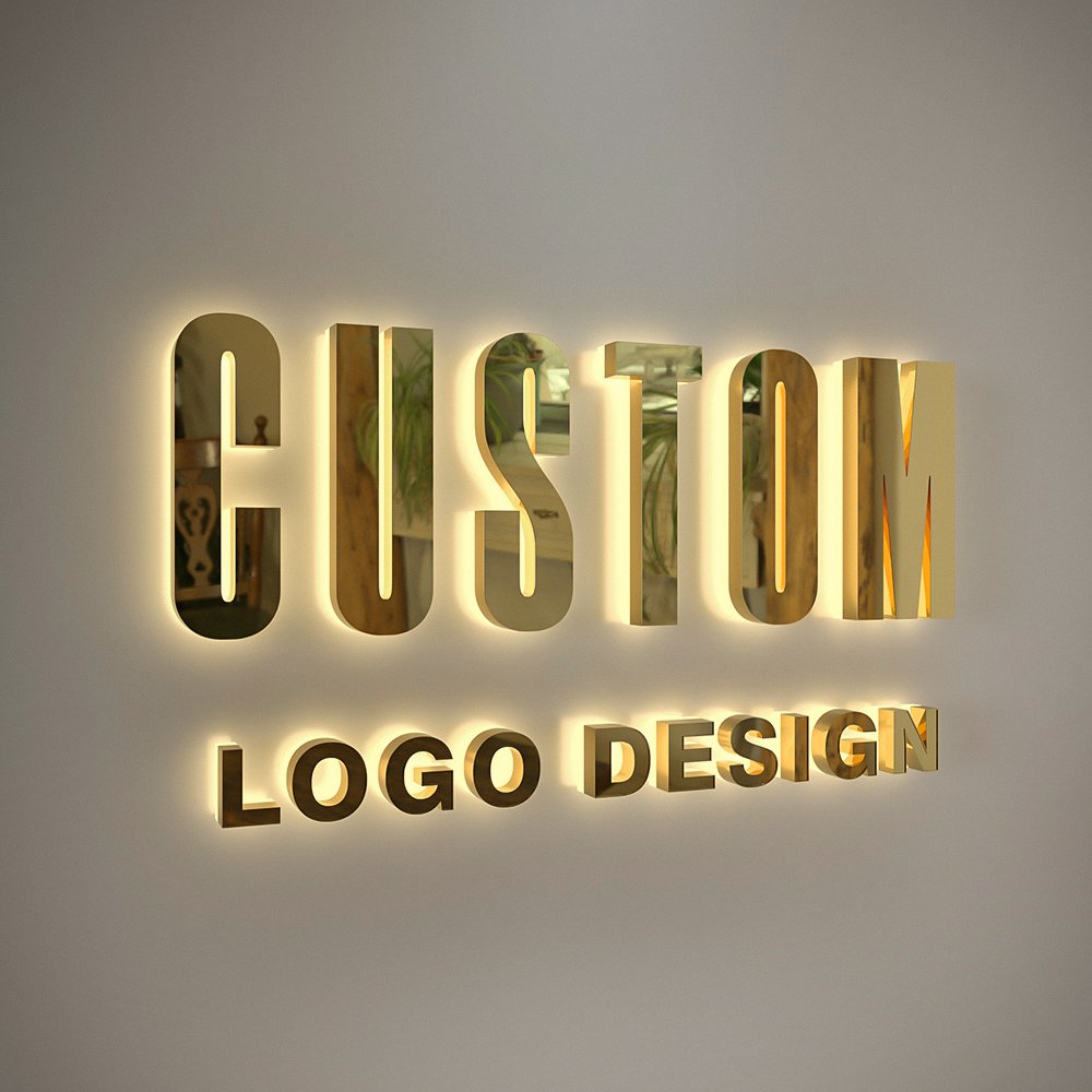 Company office backlit custom logo 3d sign board led letters custom logo sign led illuminated sign for business store