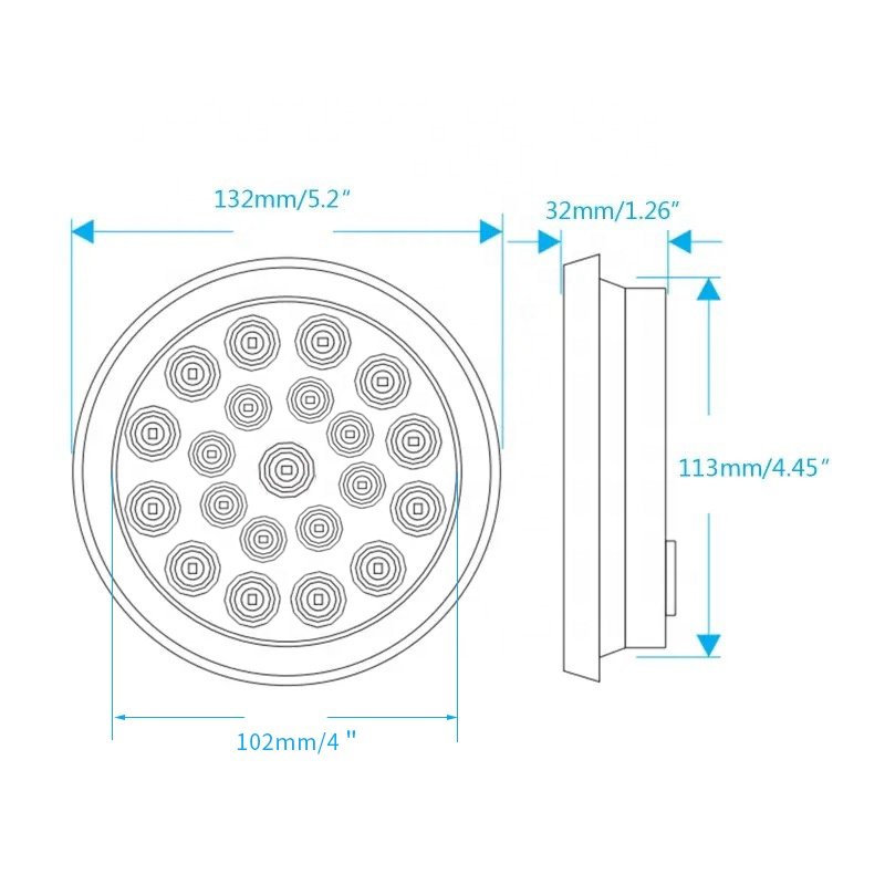 21 LED Dual-Color Taillights Rubber Ring 4 Inch Round Tail Lights Car Rear Light Turn Signal Reverse Light for RV Trailer Truck
