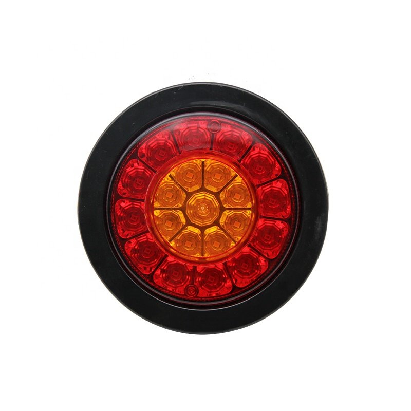 21 LED Dual-Color Taillights Rubber Ring 4 Inch Round Tail Lights Car Rear Light Turn Signal Reverse Light for RV Trailer Truck