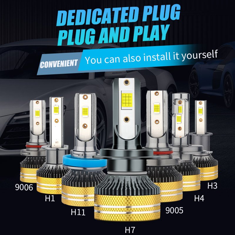 Led Car Headlight 39800lm for H1 H4 H7 H11 H3 9005 9006 9012 LED Headlight Bulbs T1 Led Car Headlamp