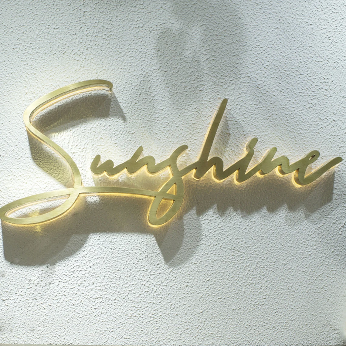 RGB Stainless Steel Acrylic 3D Letter LED Advertising Sign Front-Lit Pink Light Effect for Apartment Office Signage
