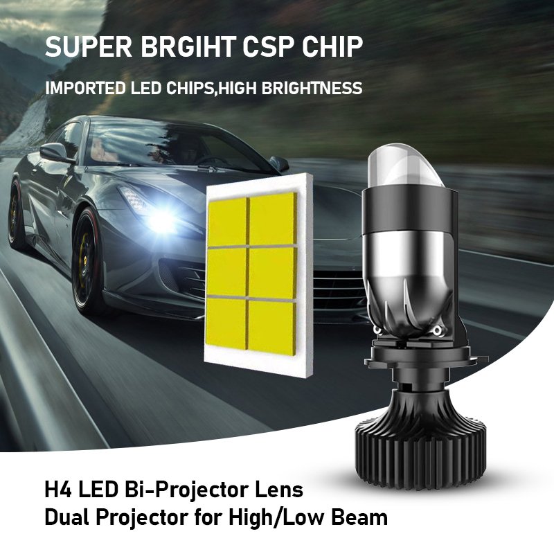 Carolyn P8 H4 Mini Projector 12V 70W Canbus Car Bi Led Projector Lens with Laser Light 6000K White A81 Laser Led Headlight Bulb
