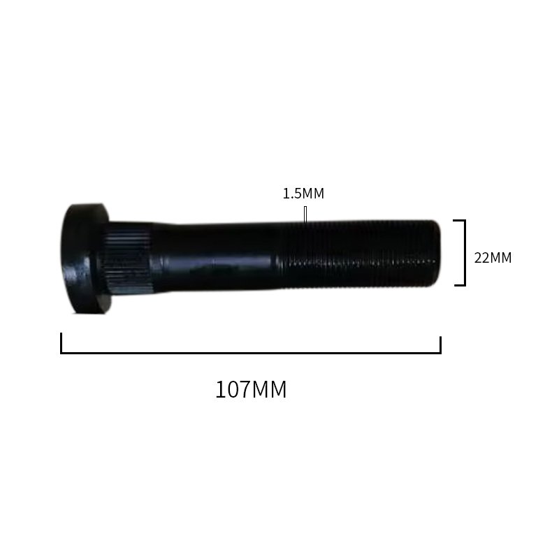 Jiuqiang Bus Accessories M22 * 1.5 * 107mm 10.9 Cut Edge Knurled Wheel Bolts for Kinglong Ankai Higer Zhongtong Bus Wheel Parts