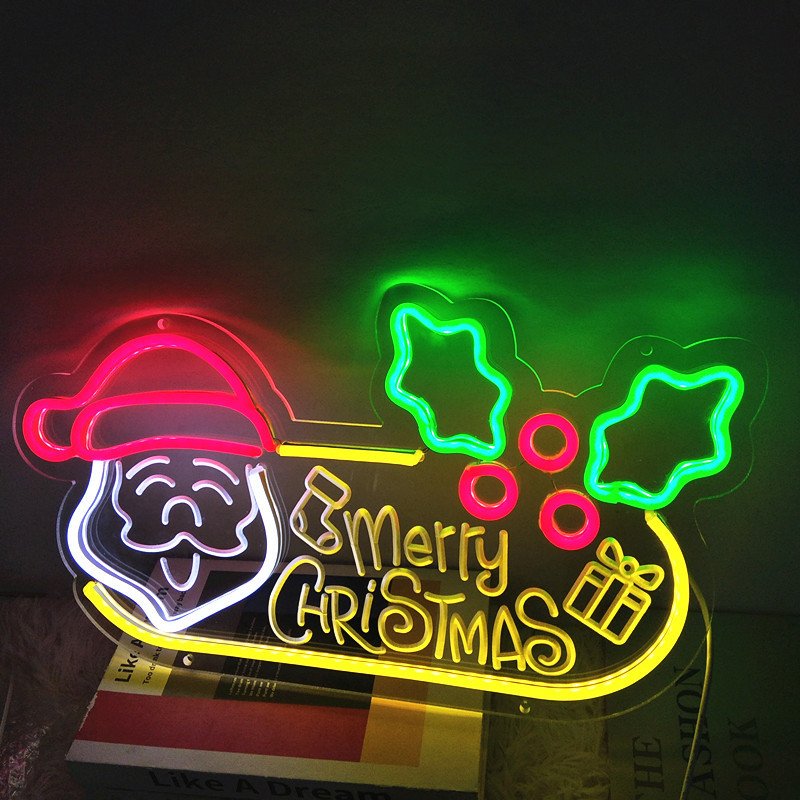 Merry Christmas Personalized Custom Led Neon Sign Wall Hanging Acrylic Atmosphere Neon Light for Christmas Party Decoration