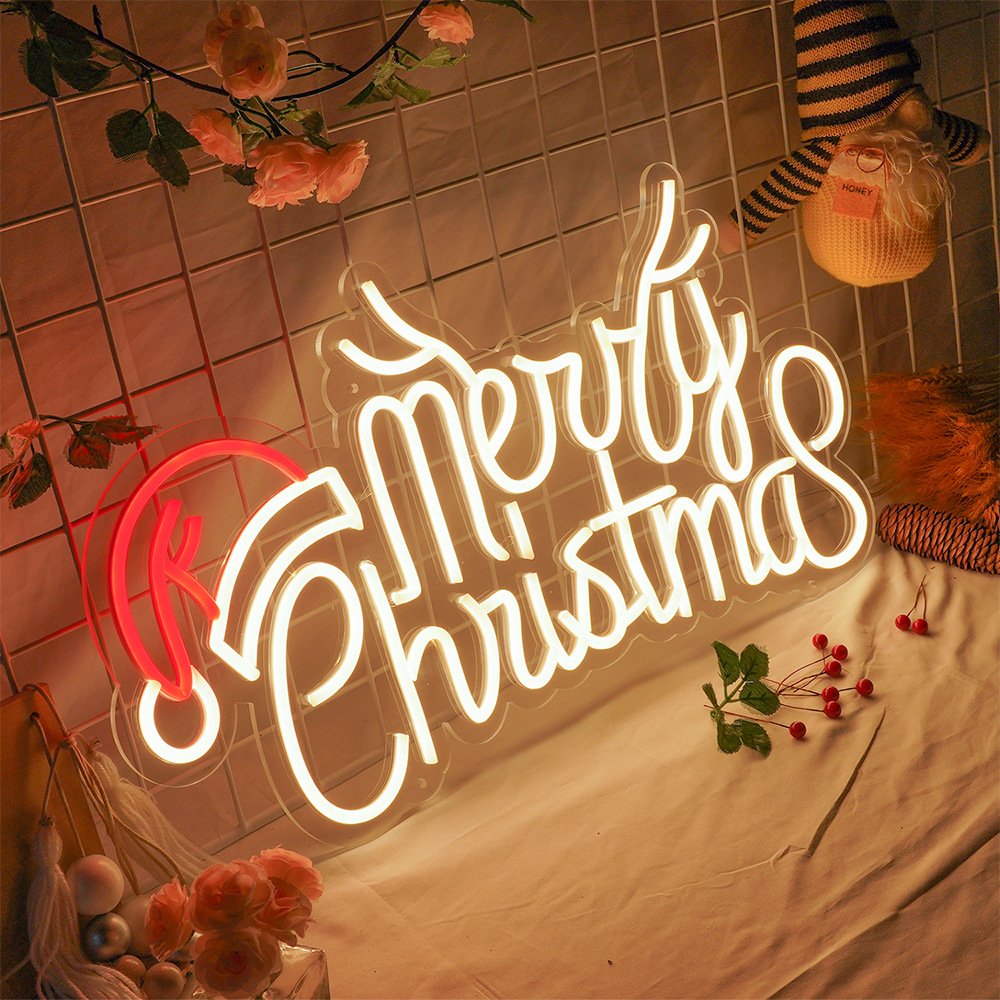 Merry Christmas Personalized Custom Led Neon Sign Wall Hanging Acrylic Atmosphere Neon Light for Christmas Party Decoration
