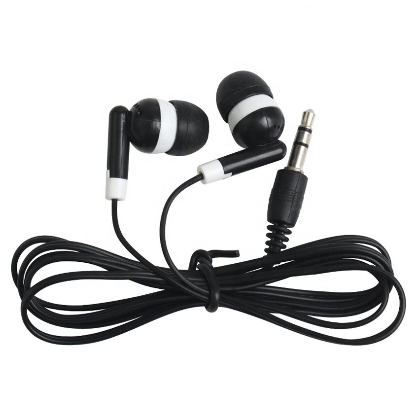 Disposable Colorful Wired In-Ear Earphones Cheapest Stereo Earbuds Headphone for Bus or Train or Plane for School Library
