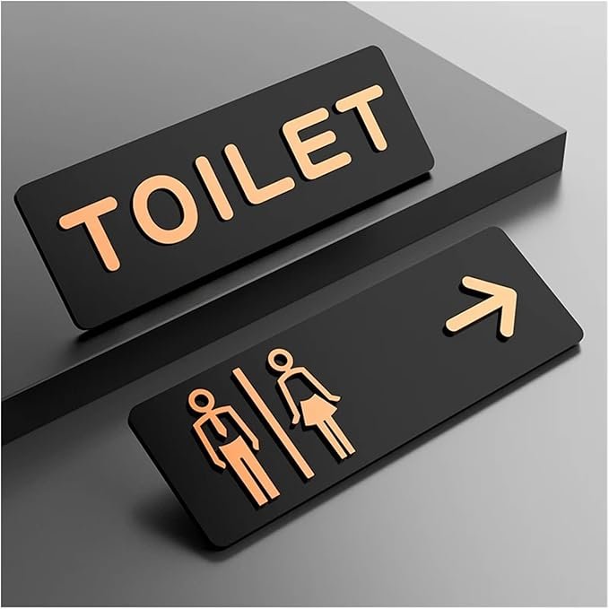 Wall Mounted Self-adhesive Toilet Signage Men Women Handicap Bathroom Sign for Office Cafe Business