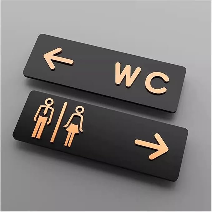 Wall Mounted Self-adhesive Toilet Signage Men Women Handicap Bathroom Sign for Office Cafe Business
