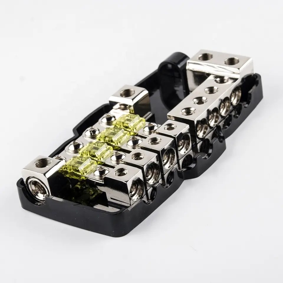 Car Audio Zink Alloy Plated Satin Nickle Transparent PC Shell Accessories 4-Fuse Holder 1/2/3/4 Way